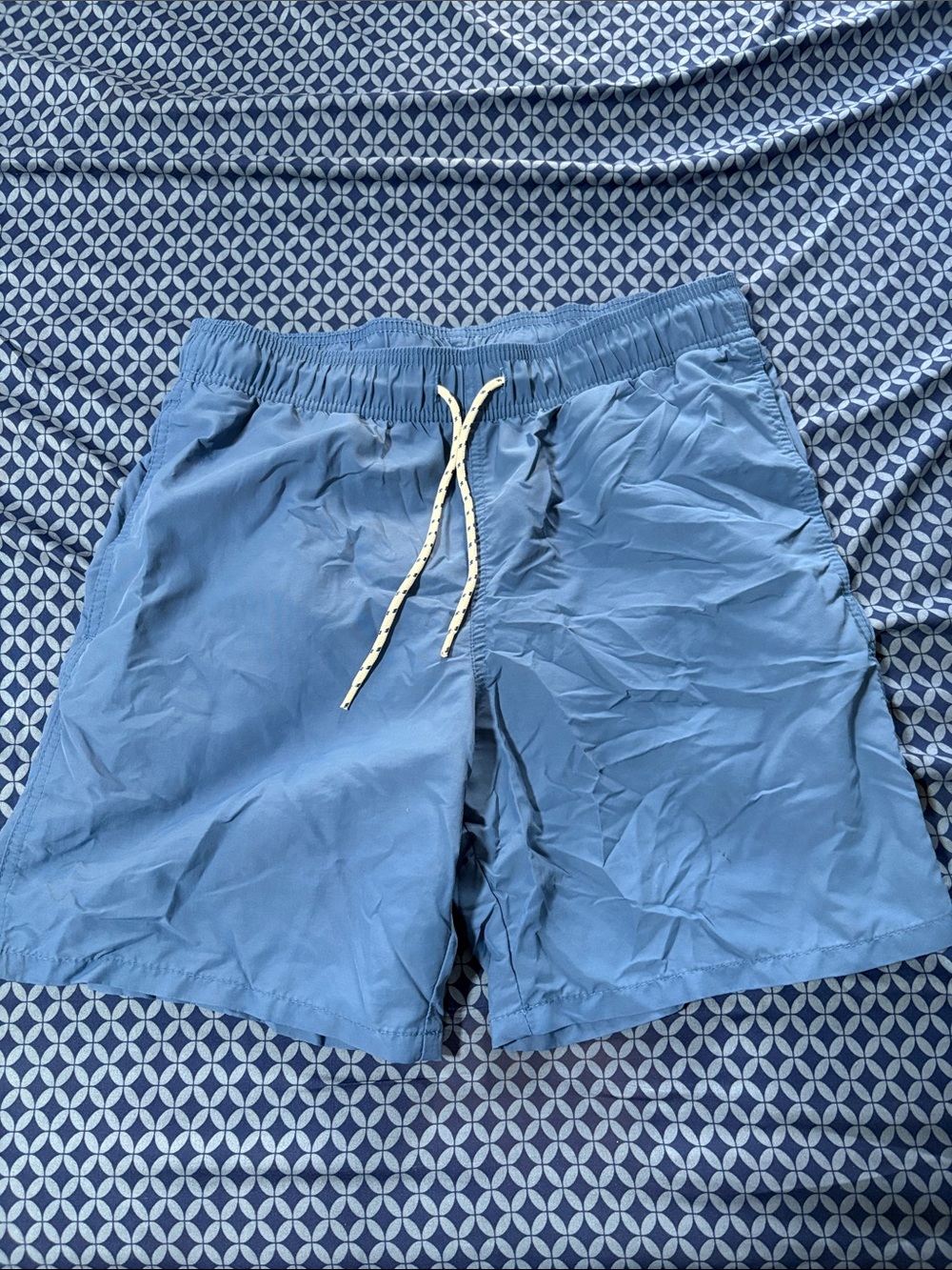 Men's Light Blue Swim Trunks with Drawstring